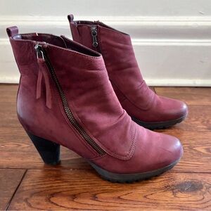 Red Leather Ankle Boots